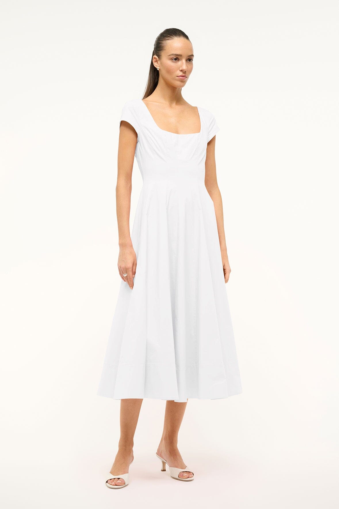 SHORT SLEEVE WELLS DRESS WHITE - STAUD near me
