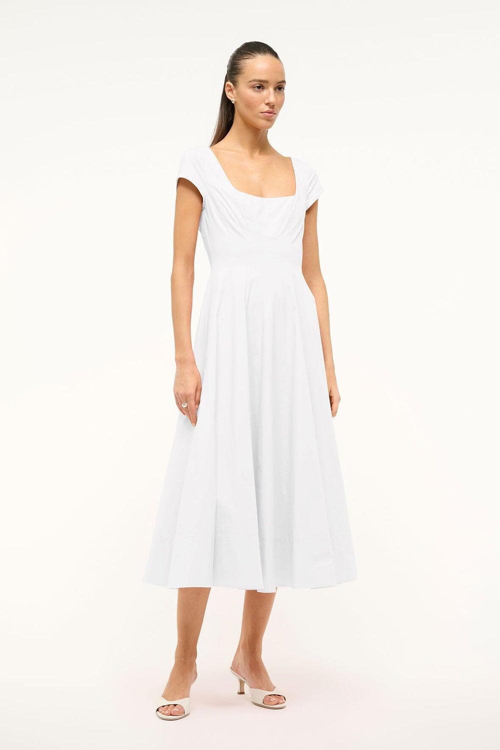 SHORT SLEEVE WELLS DRESS WHITE - STAUD near me