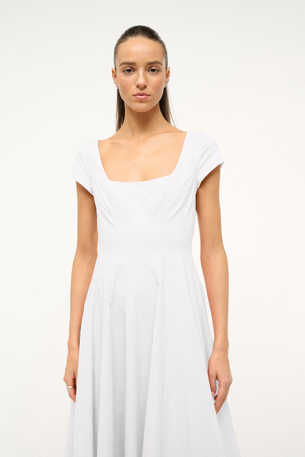 SHORT SLEEVE WELLS DRESS WHITE - STAUD near me