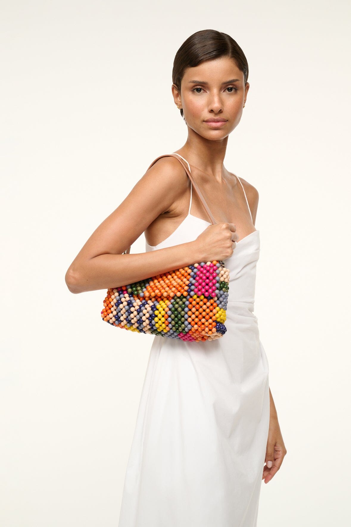 TIMMY BEADED SHOULDER BAG MULTI BAYADERE STRIPE - STAUD US
