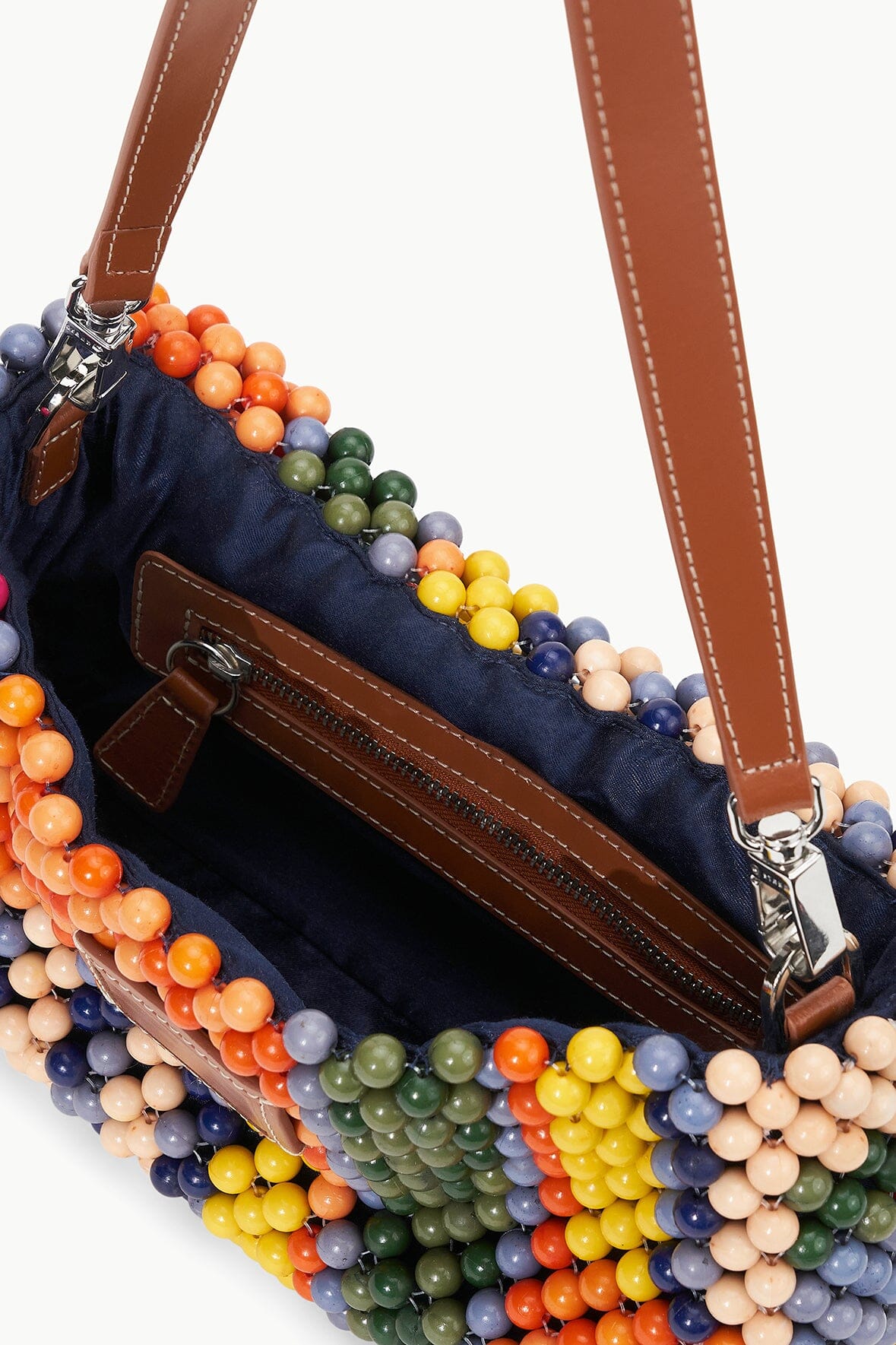 TIMMY BEADED SHOULDER BAG MULTI BAYADERE STRIPE - STAUD US