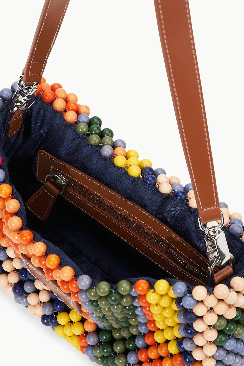 TIMMY BEADED SHOULDER BAG MULTI BAYADERE STRIPE - STAUD US