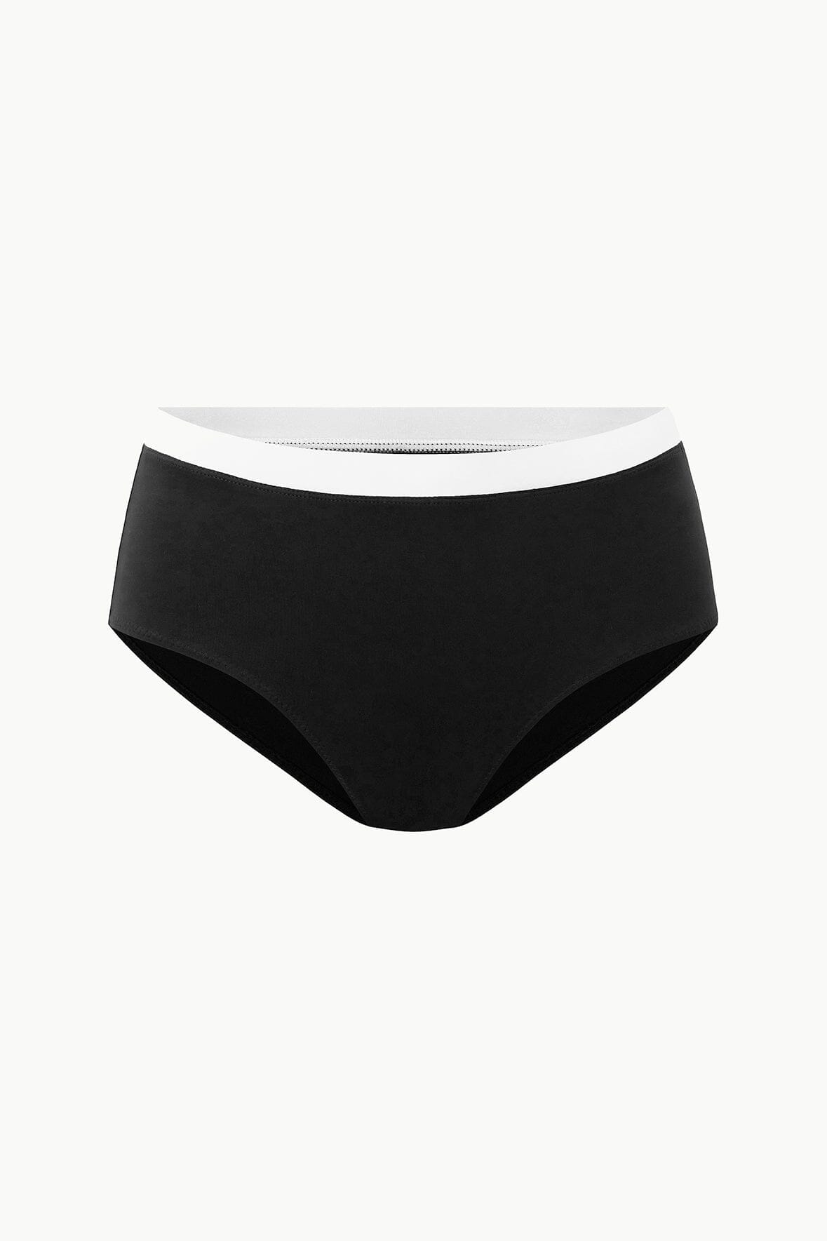 DEVON HIGH RISE BIKINI BOTTOM BLACK WHITE - STAUD sale
