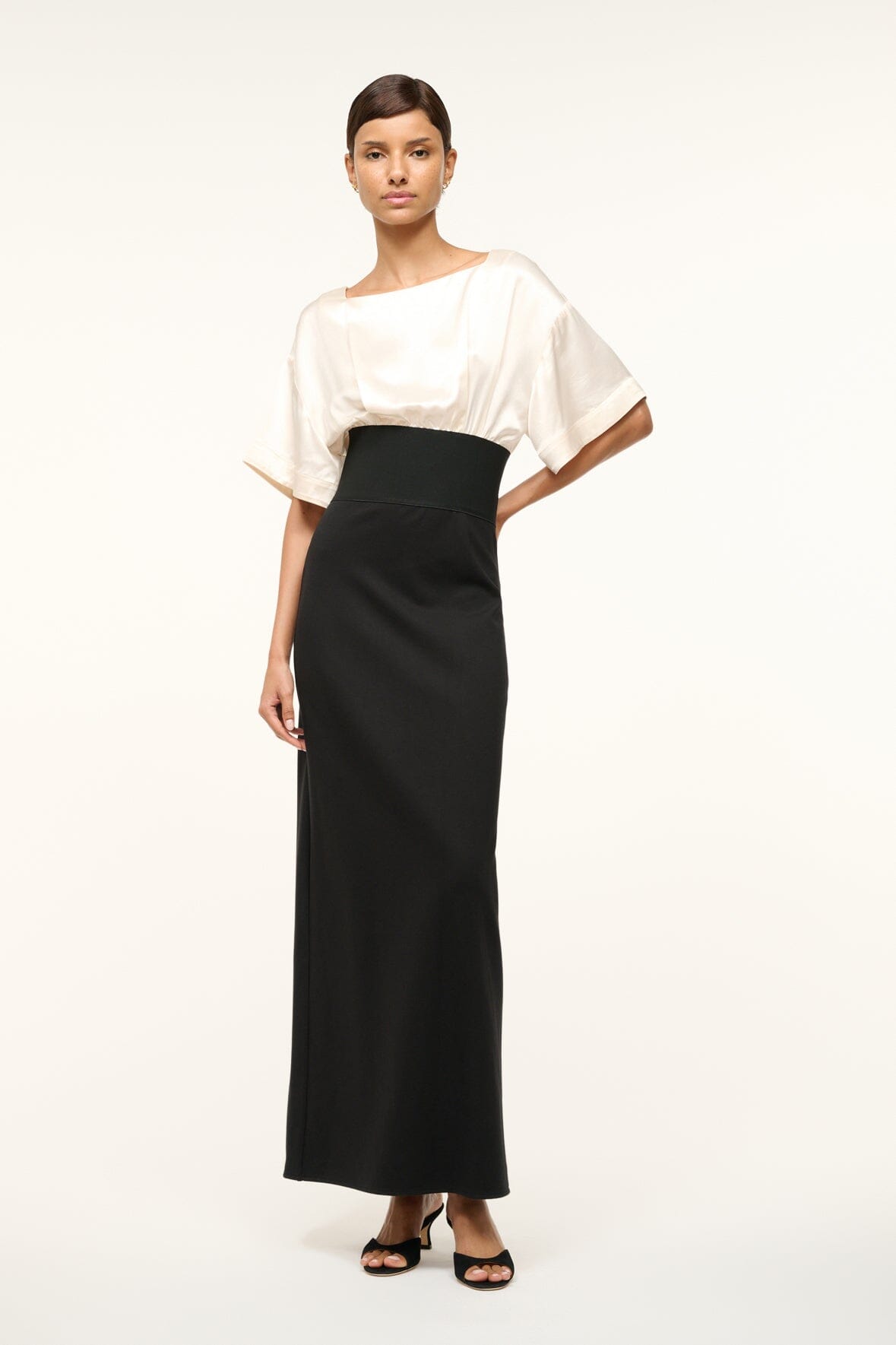 GARNET DRESS IVORY BLACK - STAUD sale