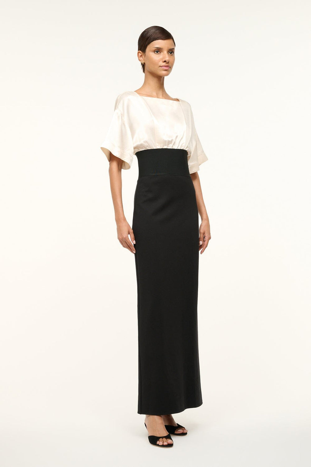 GARNET DRESS IVORY BLACK - STAUD sale