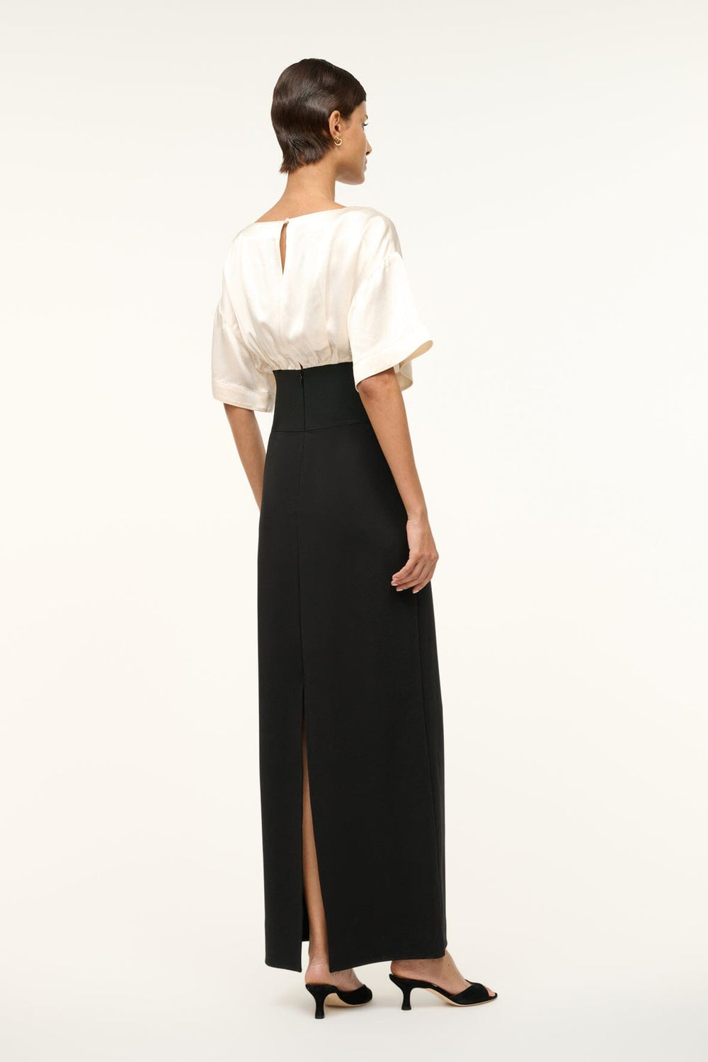 GARNET DRESS IVORY BLACK - STAUD sale