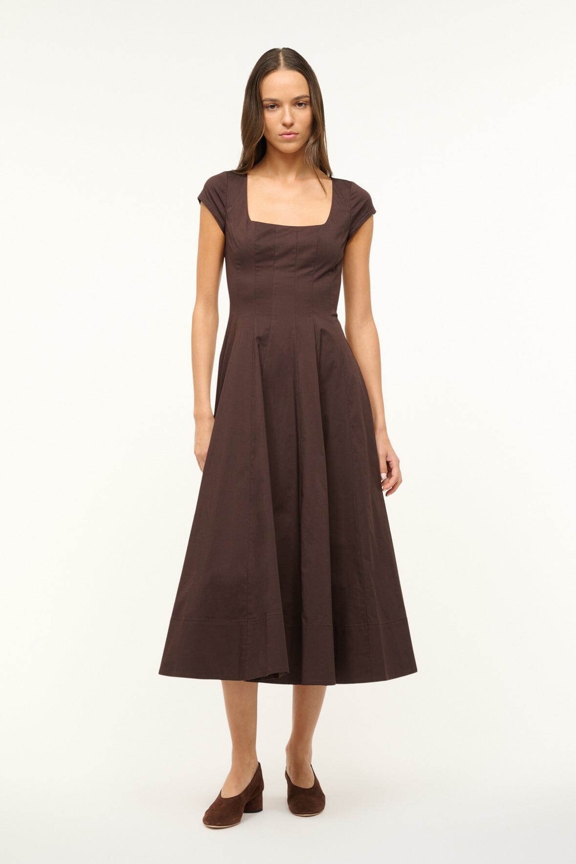 SHORT SLEEVE WELLS DRESS EARTH - STAUD outlet