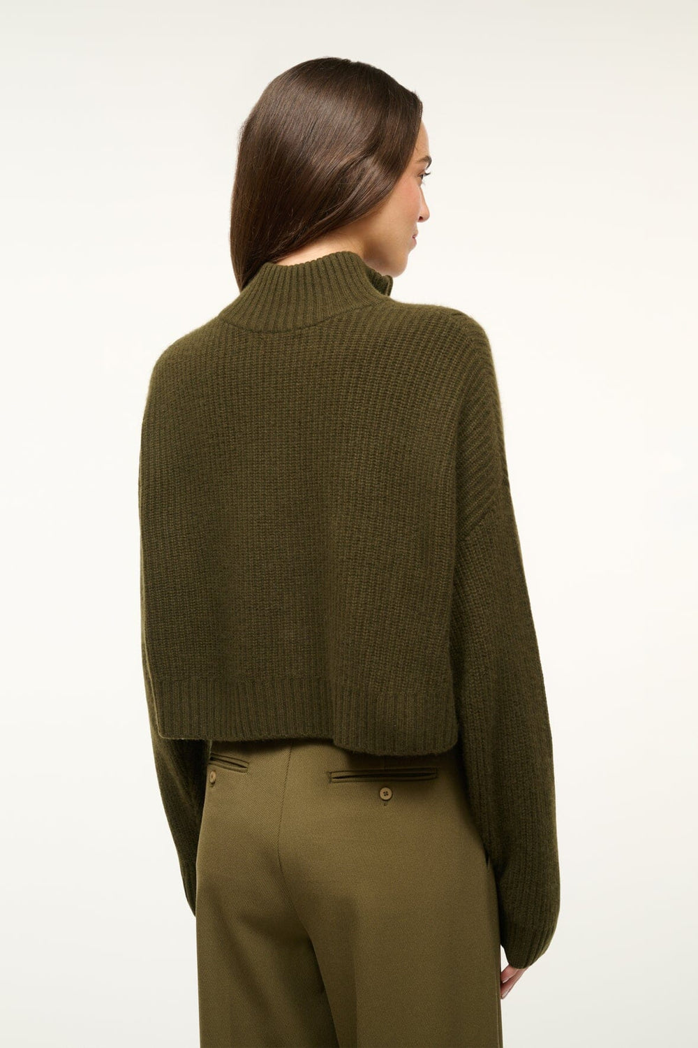 CASHMERE CROPPED HAMPTON SWEATER OLIVE - STAUD near me