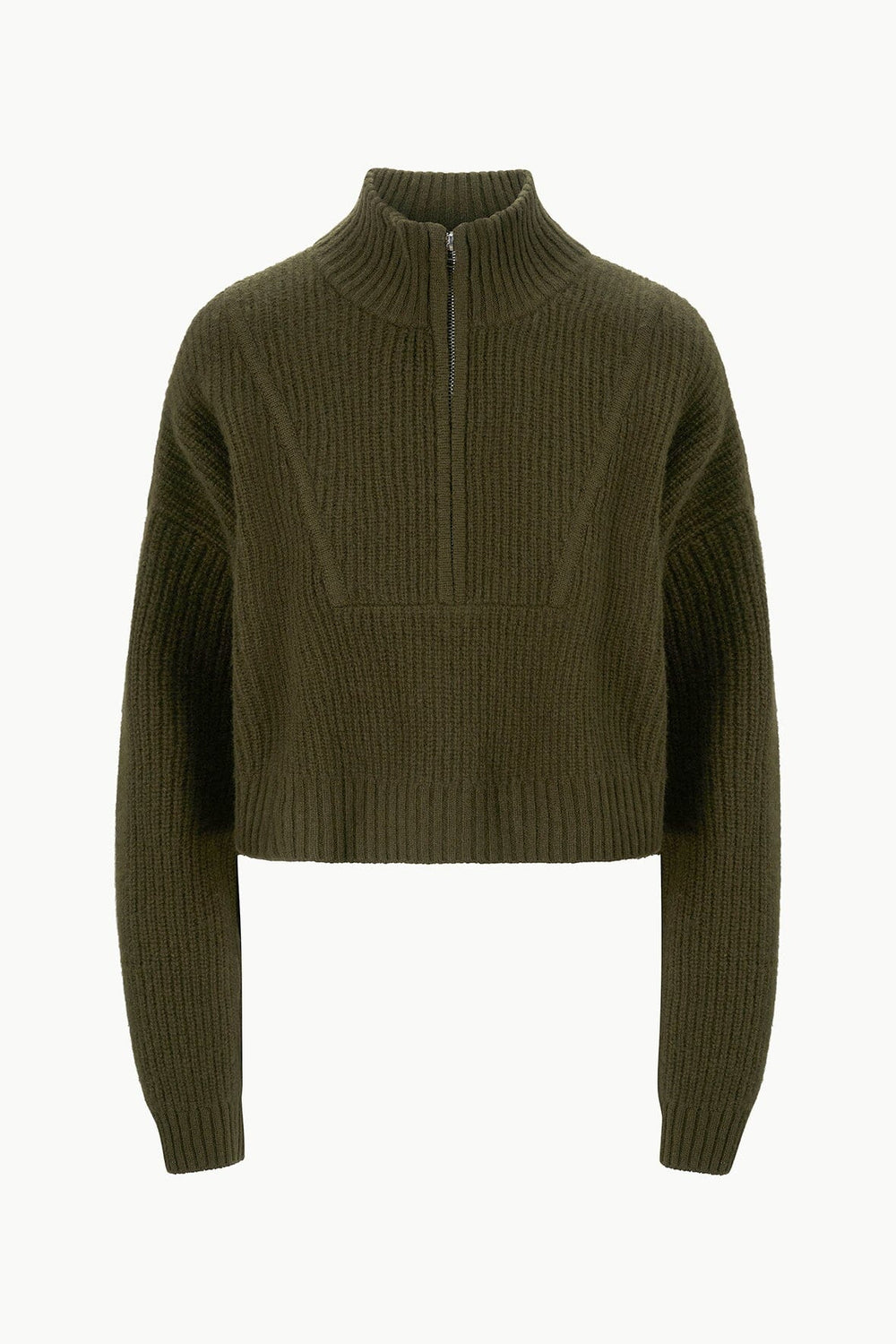 CASHMERE CROPPED HAMPTON SWEATER OLIVE - STAUD near me