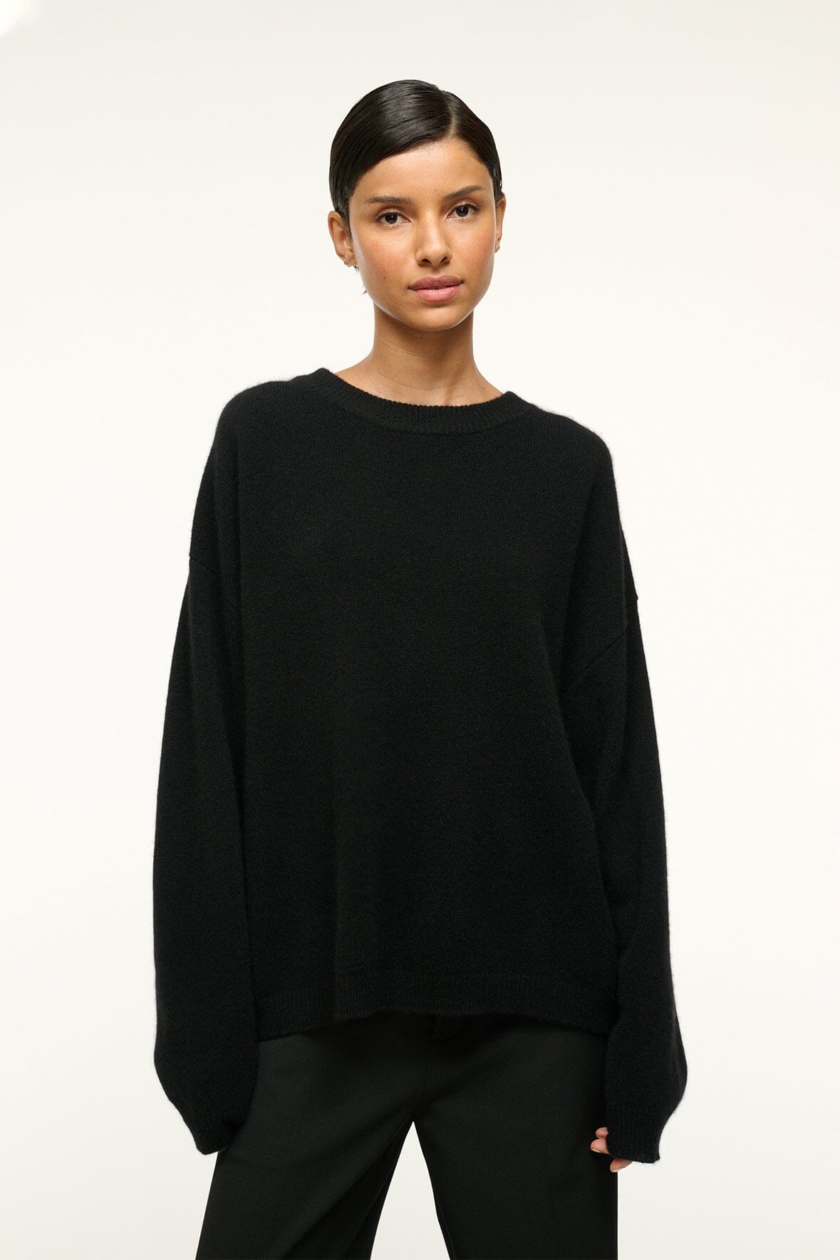 SERRANO CASHMERE RELAXED CREW BLACK - STAUD for sale