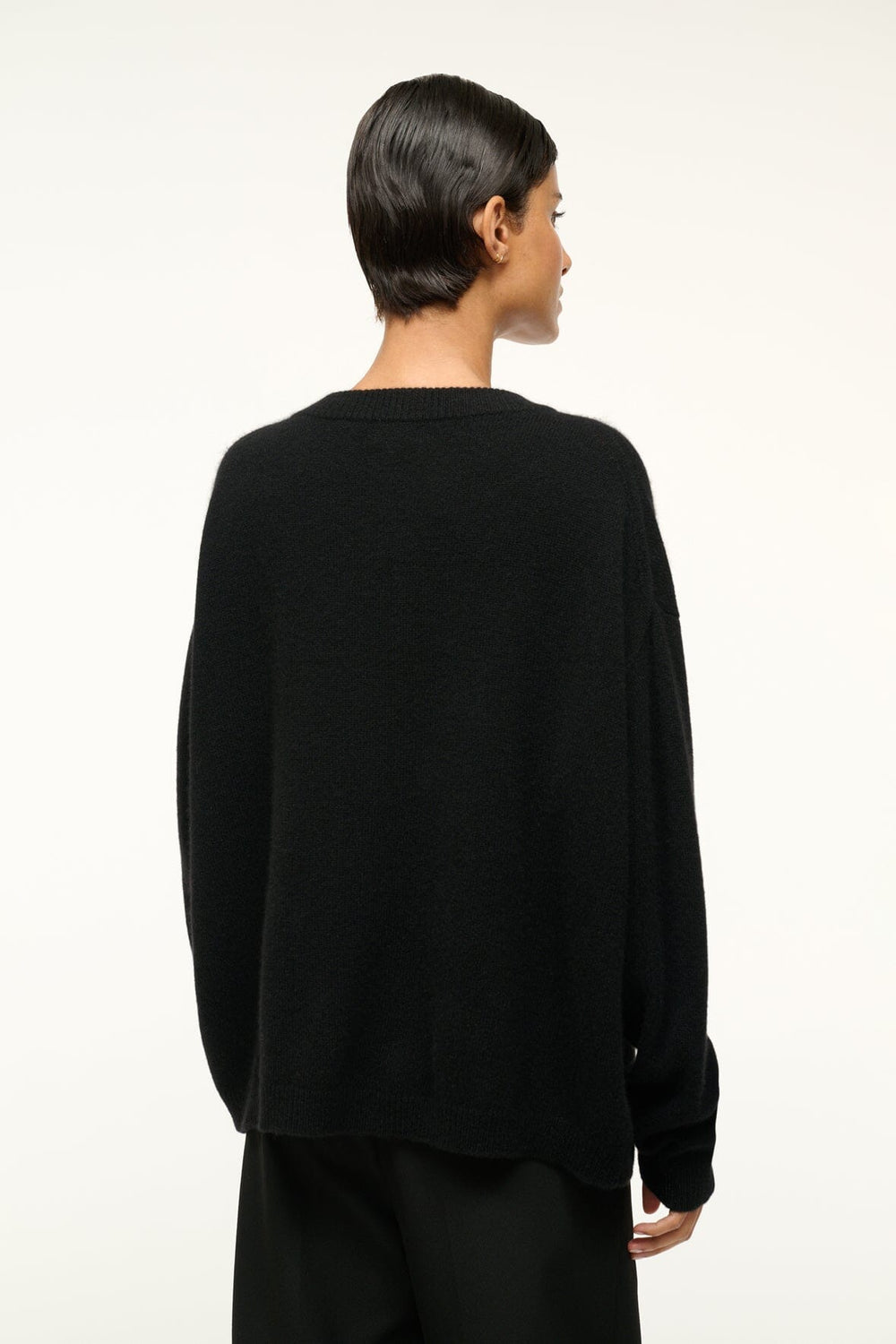 SERRANO CASHMERE RELAXED CREW BLACK - STAUD for sale