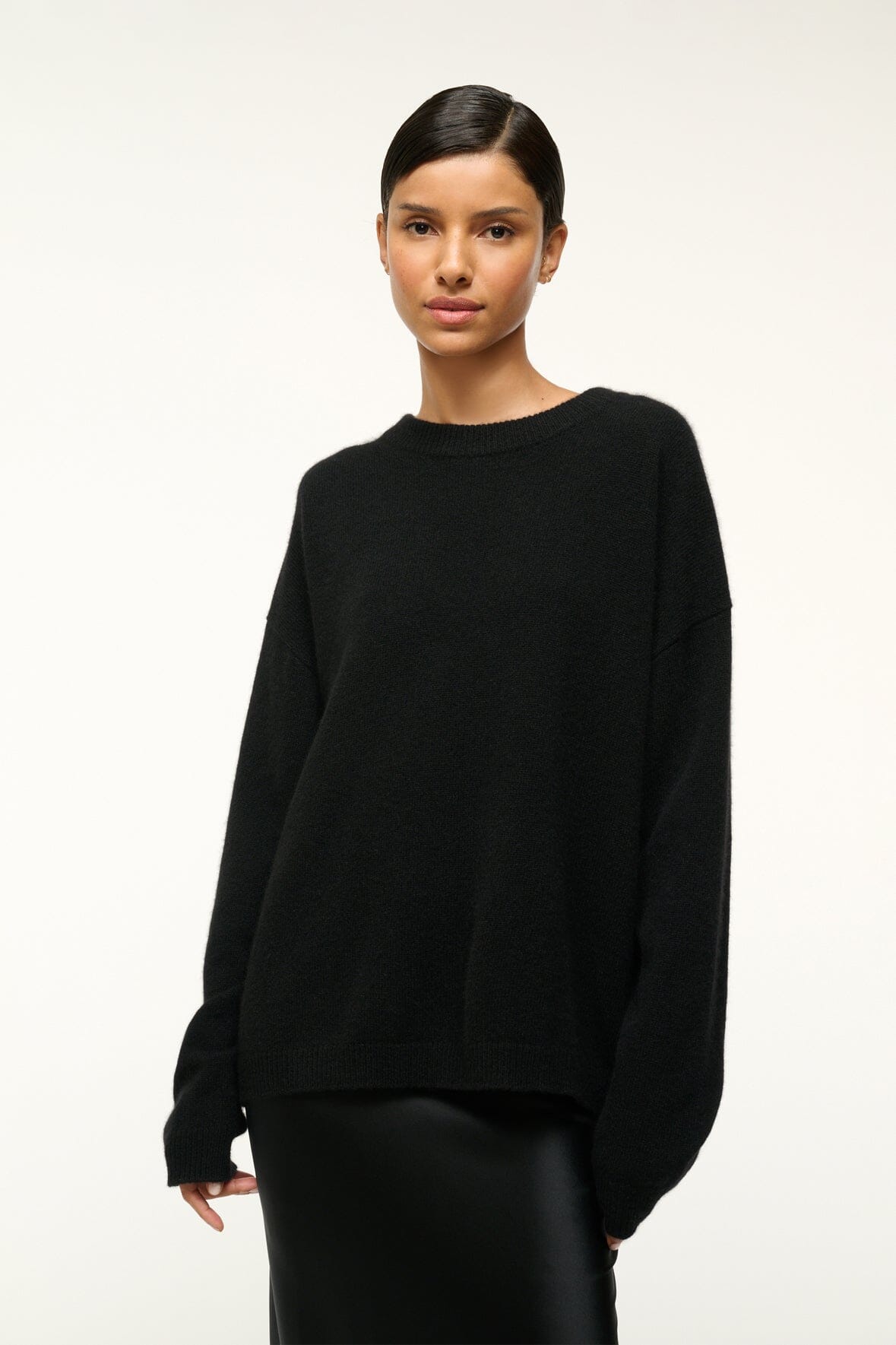 SERRANO CASHMERE RELAXED CREW BLACK - STAUD for sale