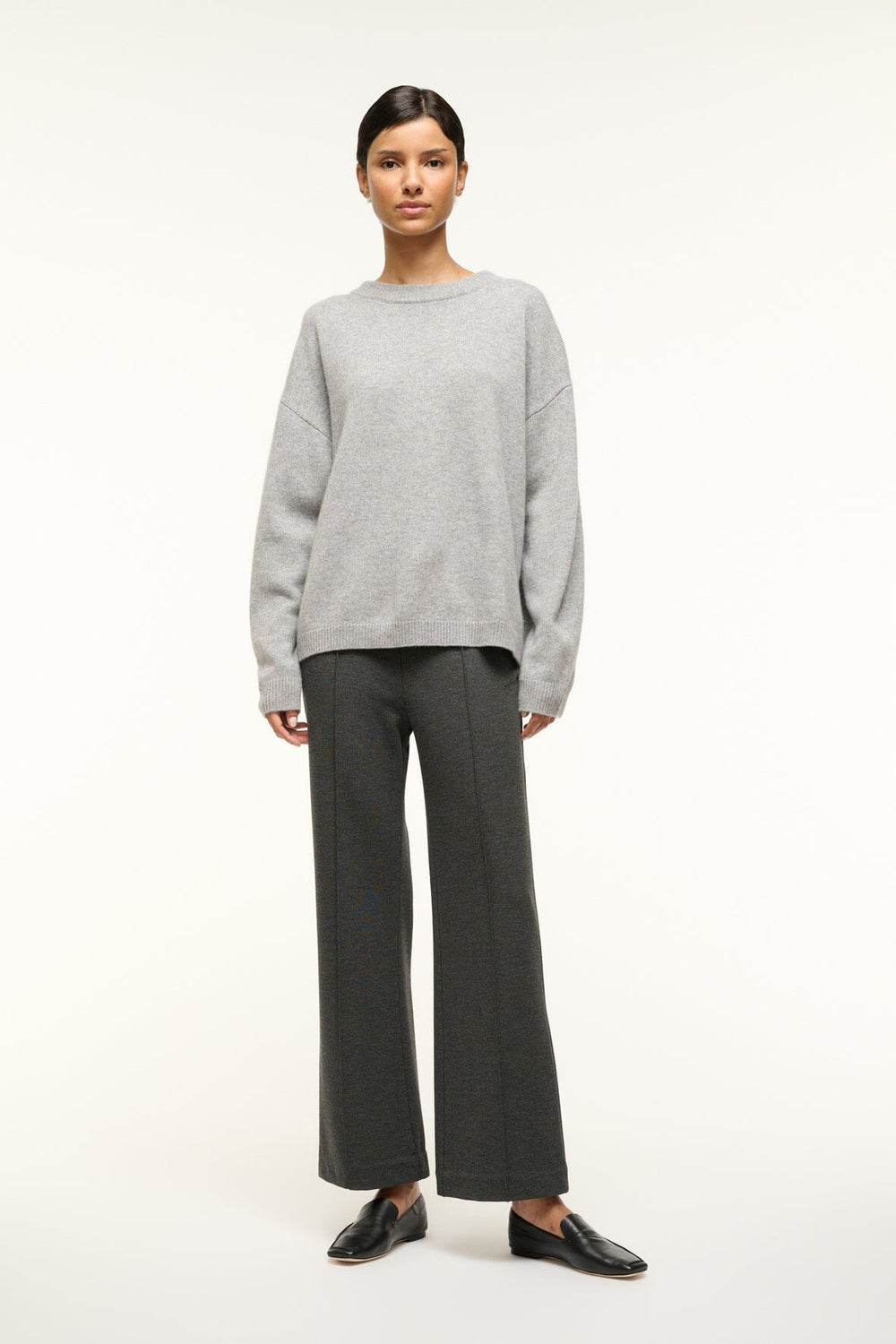 SERRANO CASHMERE RELAXED CREW HEATHER GREY - STAUD sale