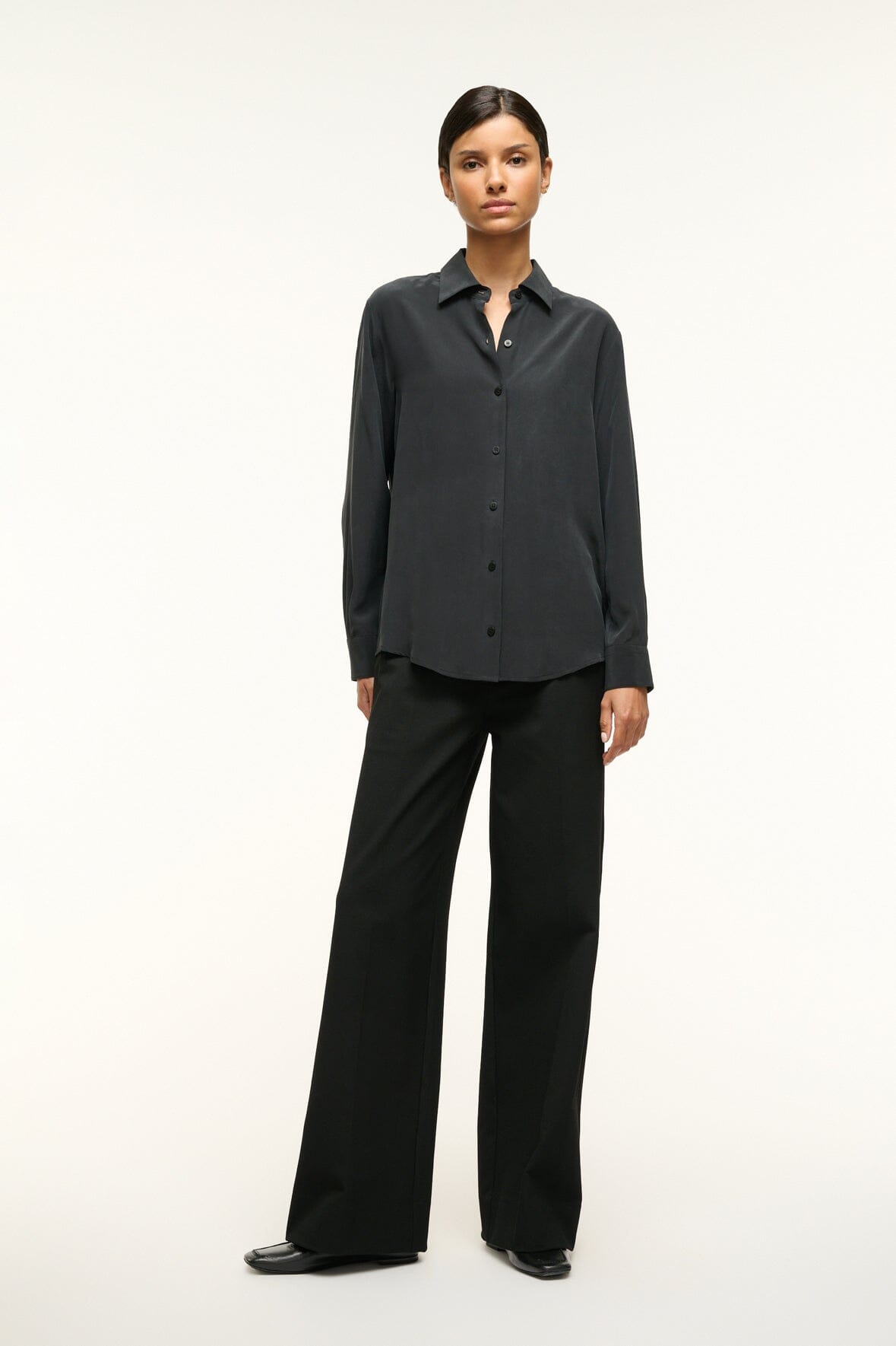 ROXBURY SILK SHIRT BLACK - STAUD near me