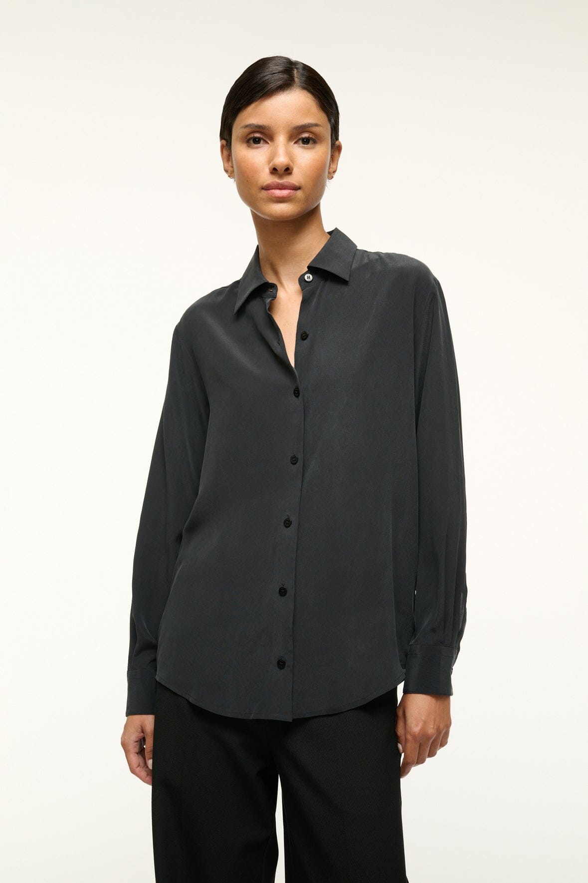 ROXBURY SILK SHIRT BLACK - STAUD near me