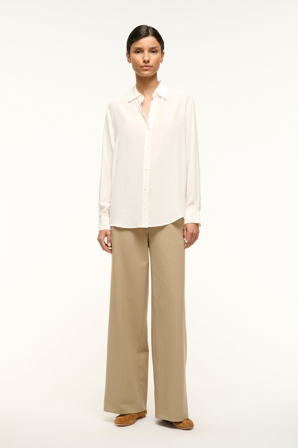 ROXBURY SILK SHIRT IVORY - STAUD outlet