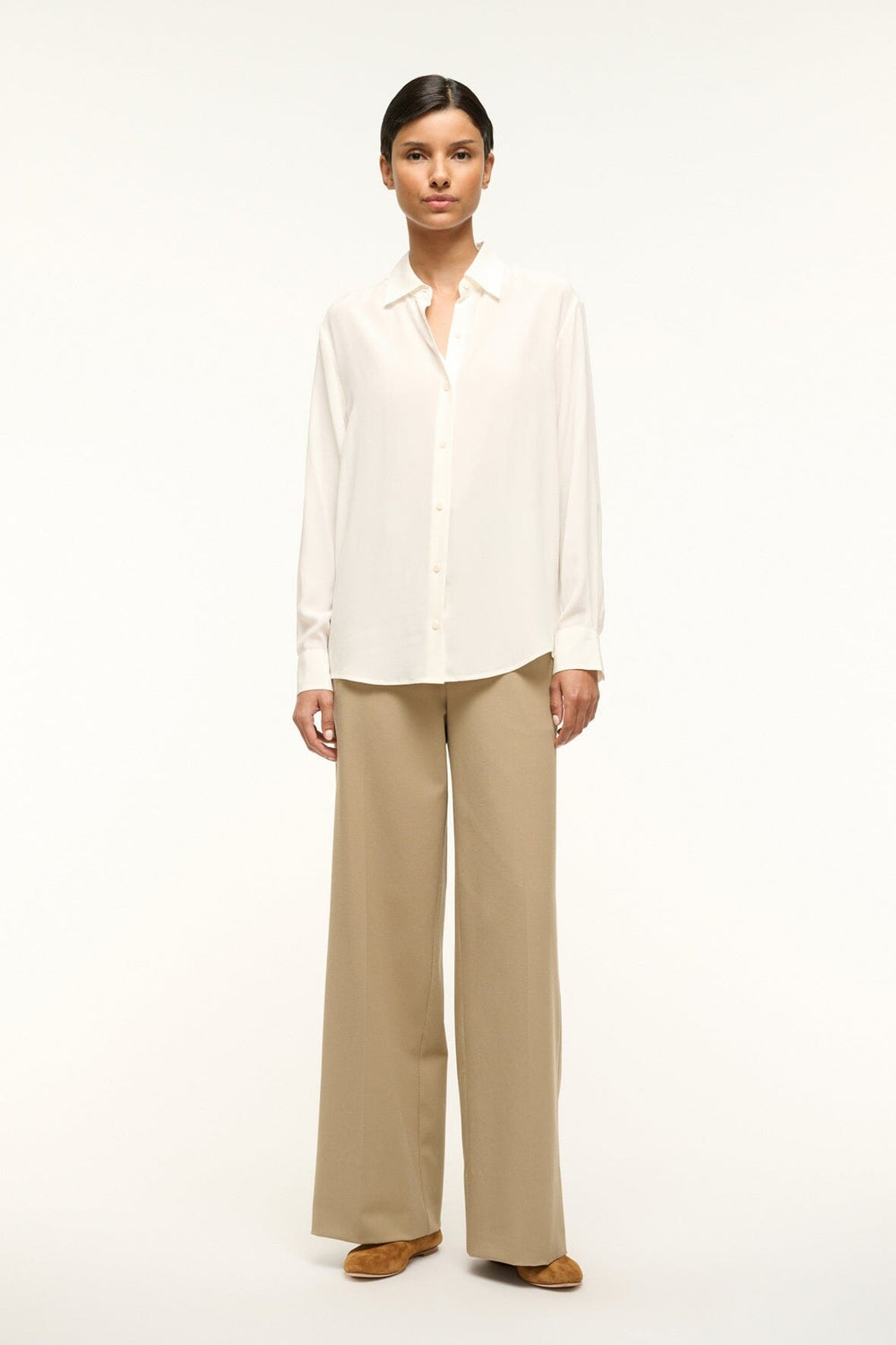 ROXBURY SILK SHIRT IVORY - STAUD outlet