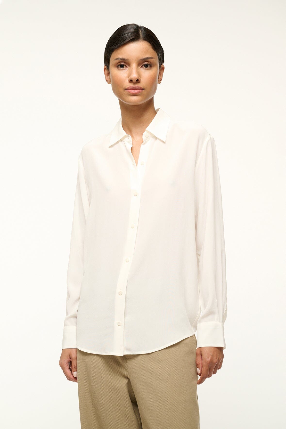 ROXBURY SILK SHIRT IVORY - STAUD outlet