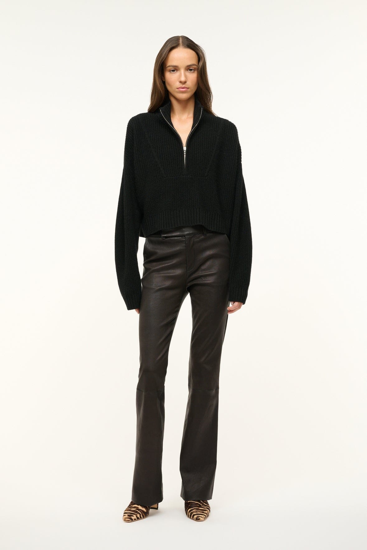 CASHMERE CROPPED HAMPTON SWEATER BLACK - STAUD near me