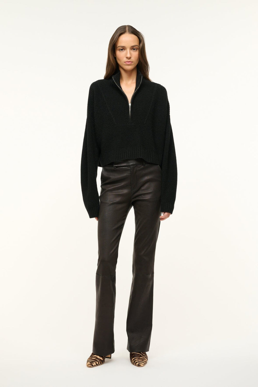 CASHMERE CROPPED HAMPTON SWEATER BLACK - STAUD near me