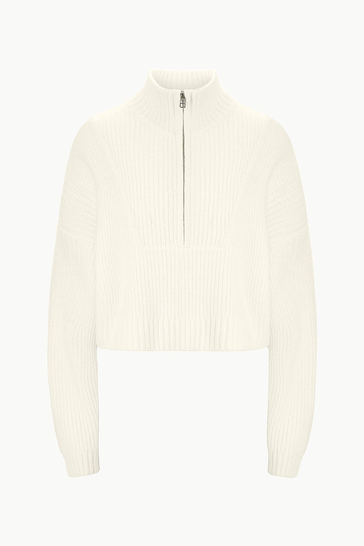CASHMERE CROPPED HAMPTON SWEATER IVORY - STAUD sale