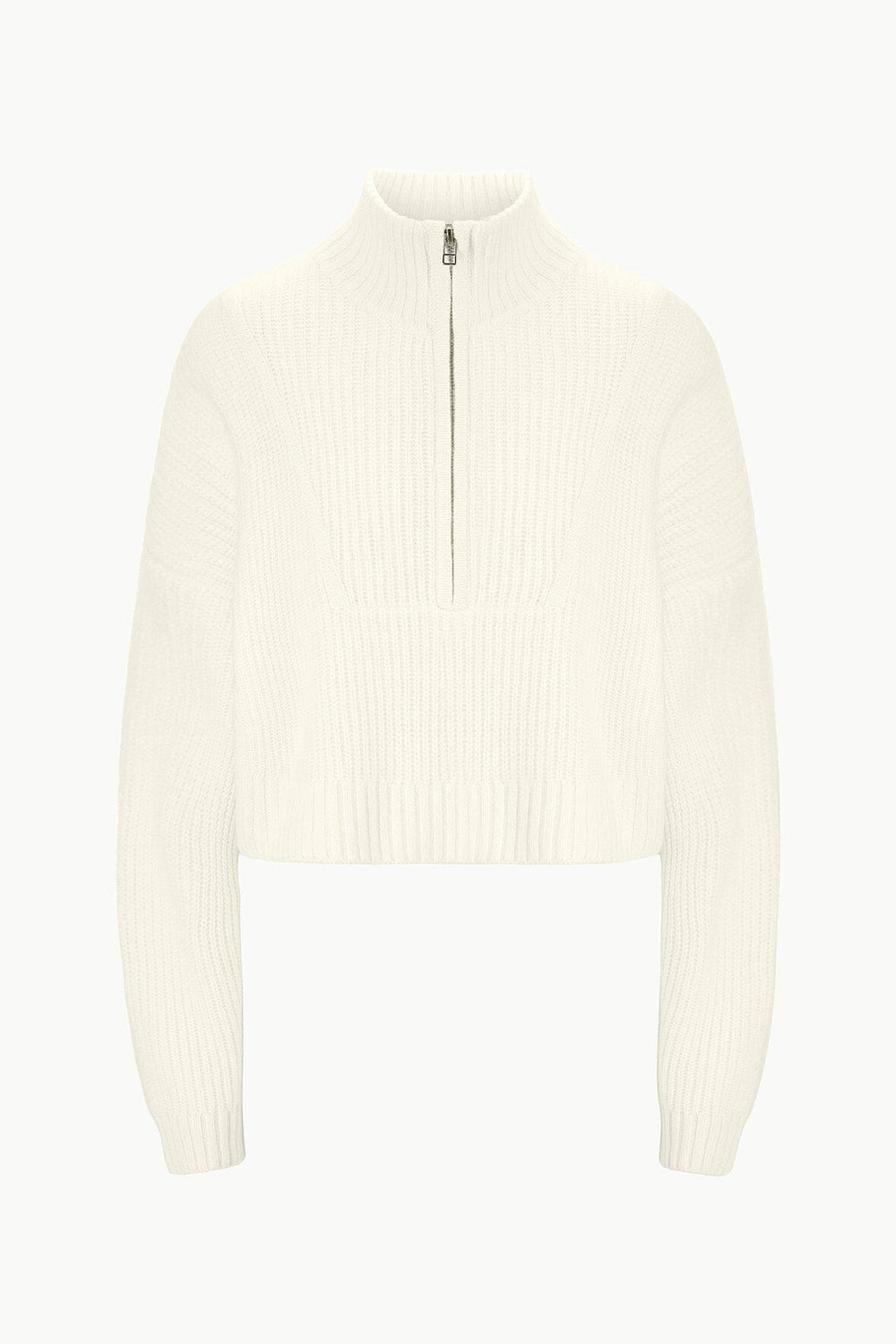 CASHMERE CROPPED HAMPTON SWEATER IVORY - STAUD sale