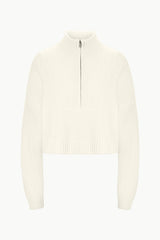 CASHMERE CROPPED HAMPTON SWEATER IVORY - STAUD sale