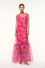CALLUNA DRESS MAGENTA PAINTED FLORAL - STAUD sale