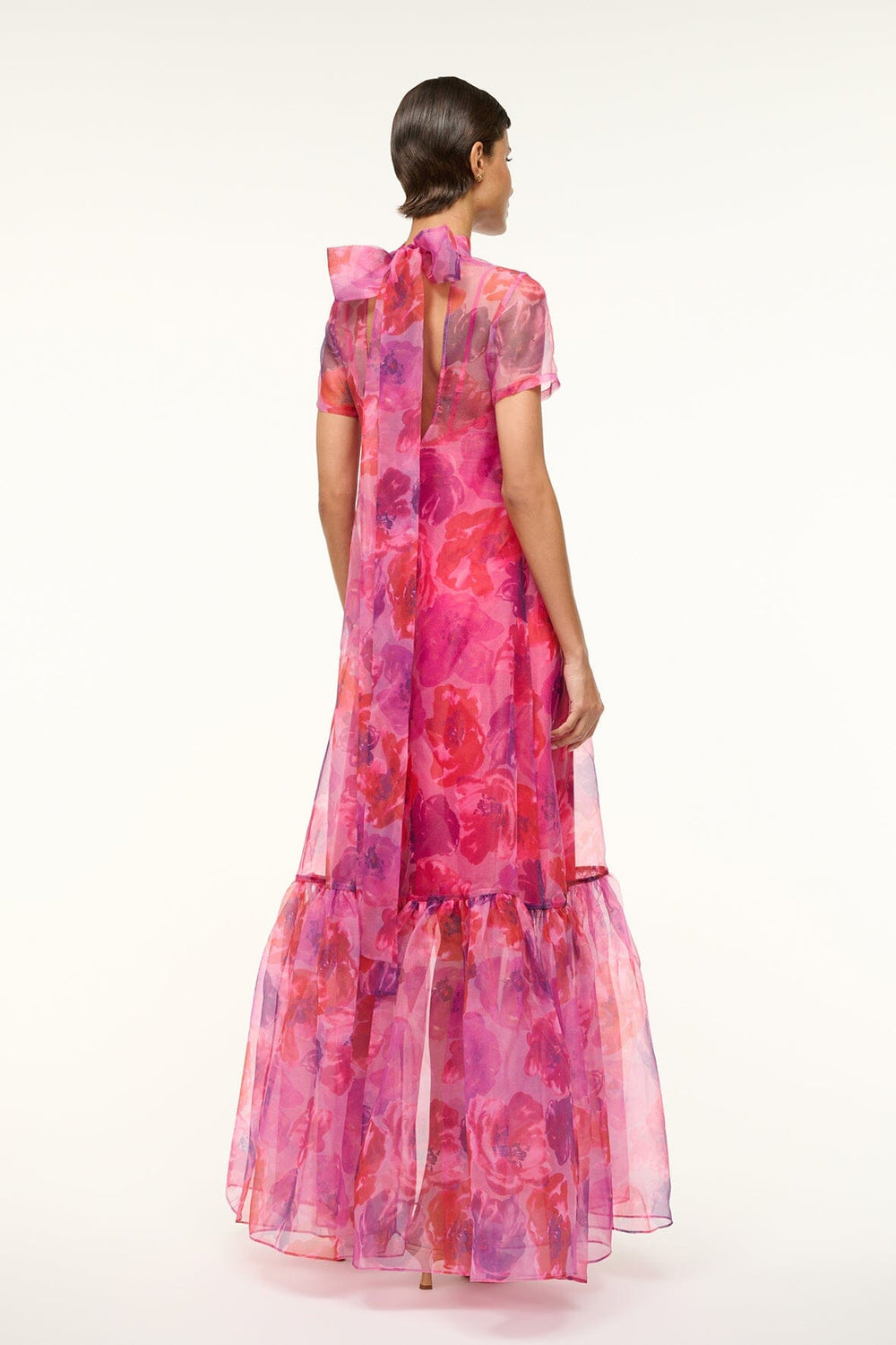 CALLUNA DRESS MAGENTA PAINTED FLORAL - STAUD sale