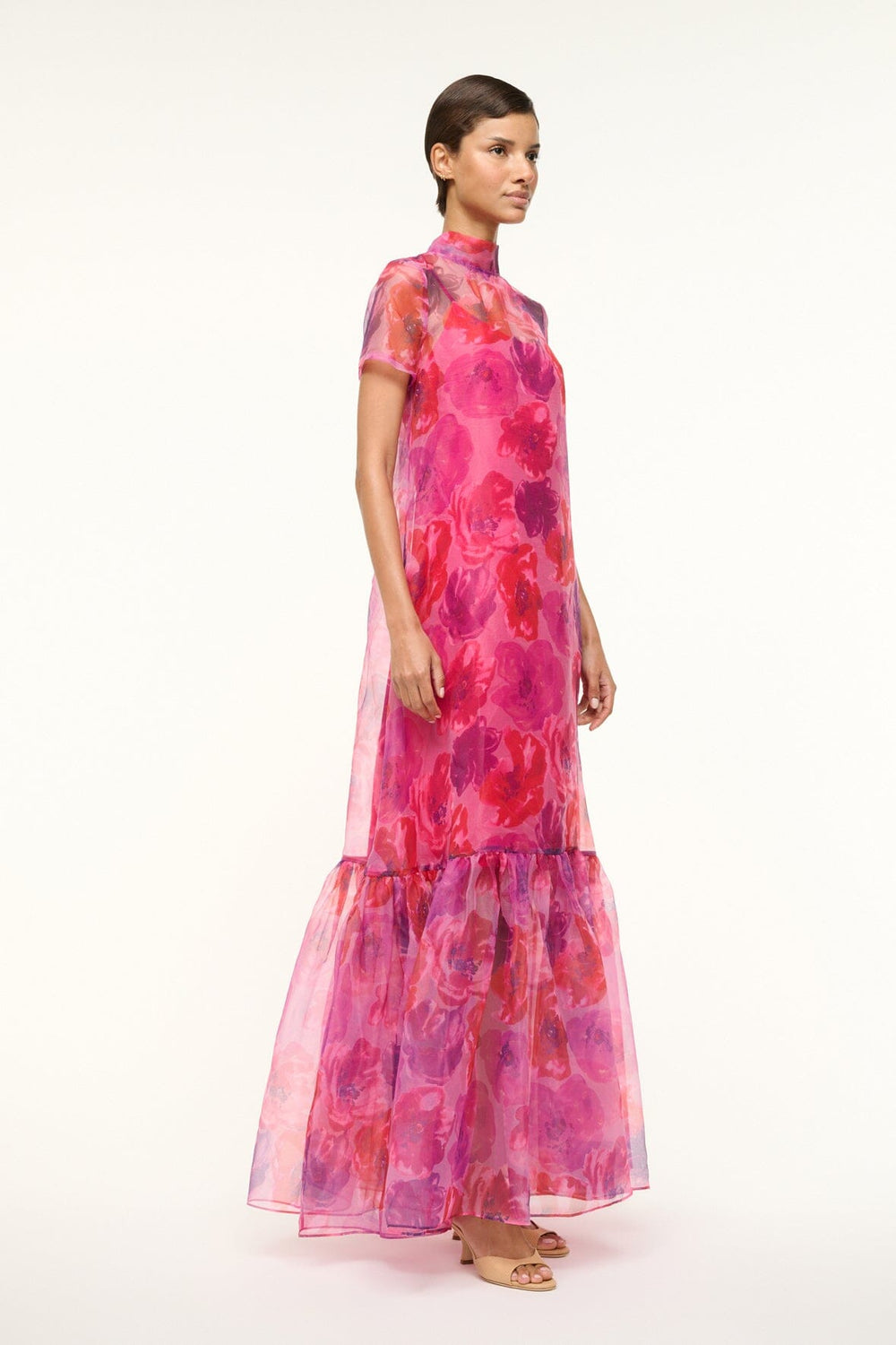 CALLUNA DRESS MAGENTA PAINTED FLORAL - STAUD sale