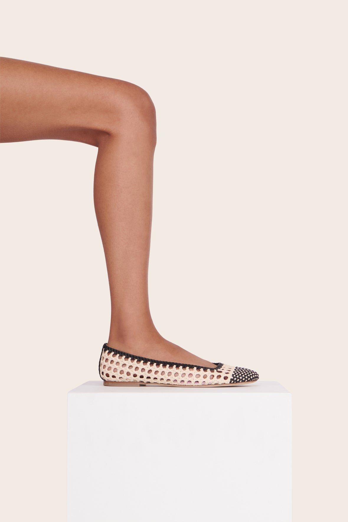 NELL CROCHET BALLERINA CREAM BLACK - STAUD US