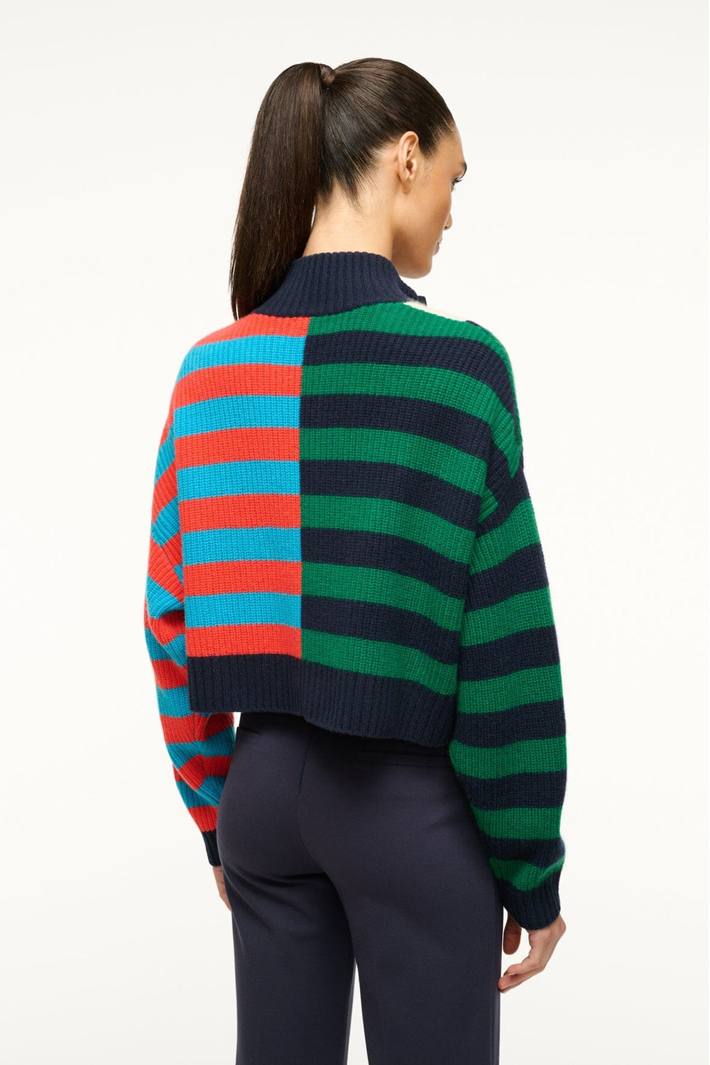 CASHMERE CROPPED HAMPTON SWEATER CABANA STRIPE MULTI - STAUD online