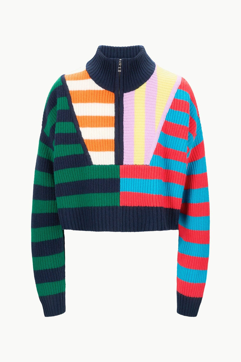 CASHMERE CROPPED HAMPTON SWEATER CABANA STRIPE MULTI - STAUD online