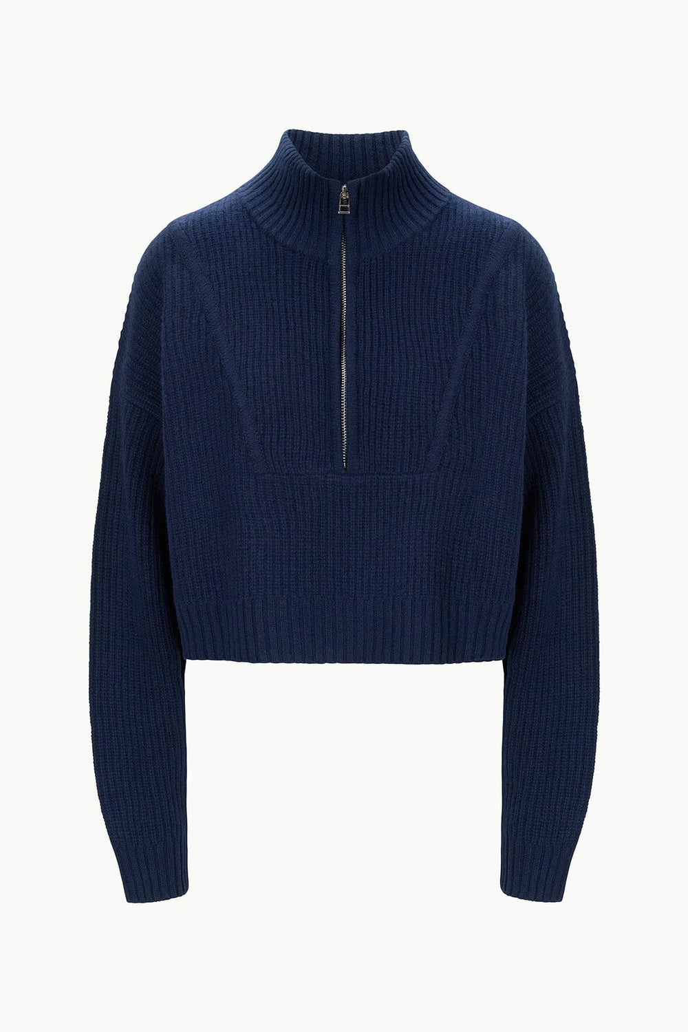 CASHMERE CROPPED HAMPTON SWEATER NAVY - STAUD for sale