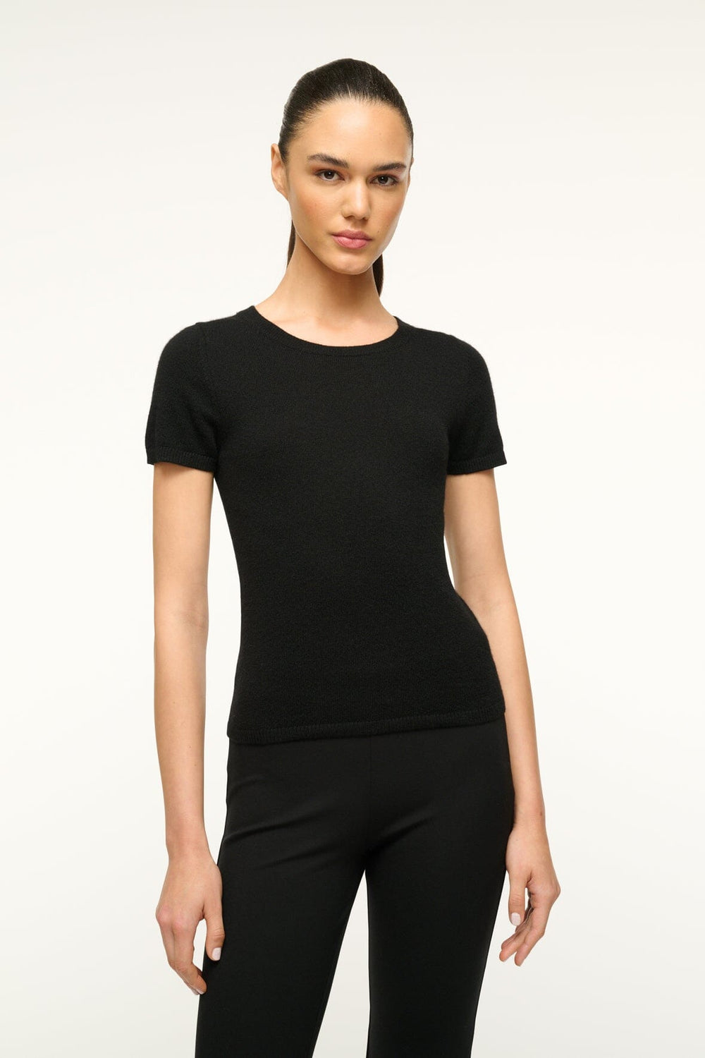 EASY CASHMERE TEE BLACK - STAUD online