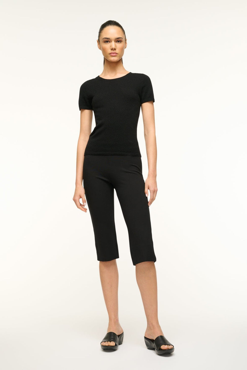 EASY CASHMERE TEE BLACK - STAUD online