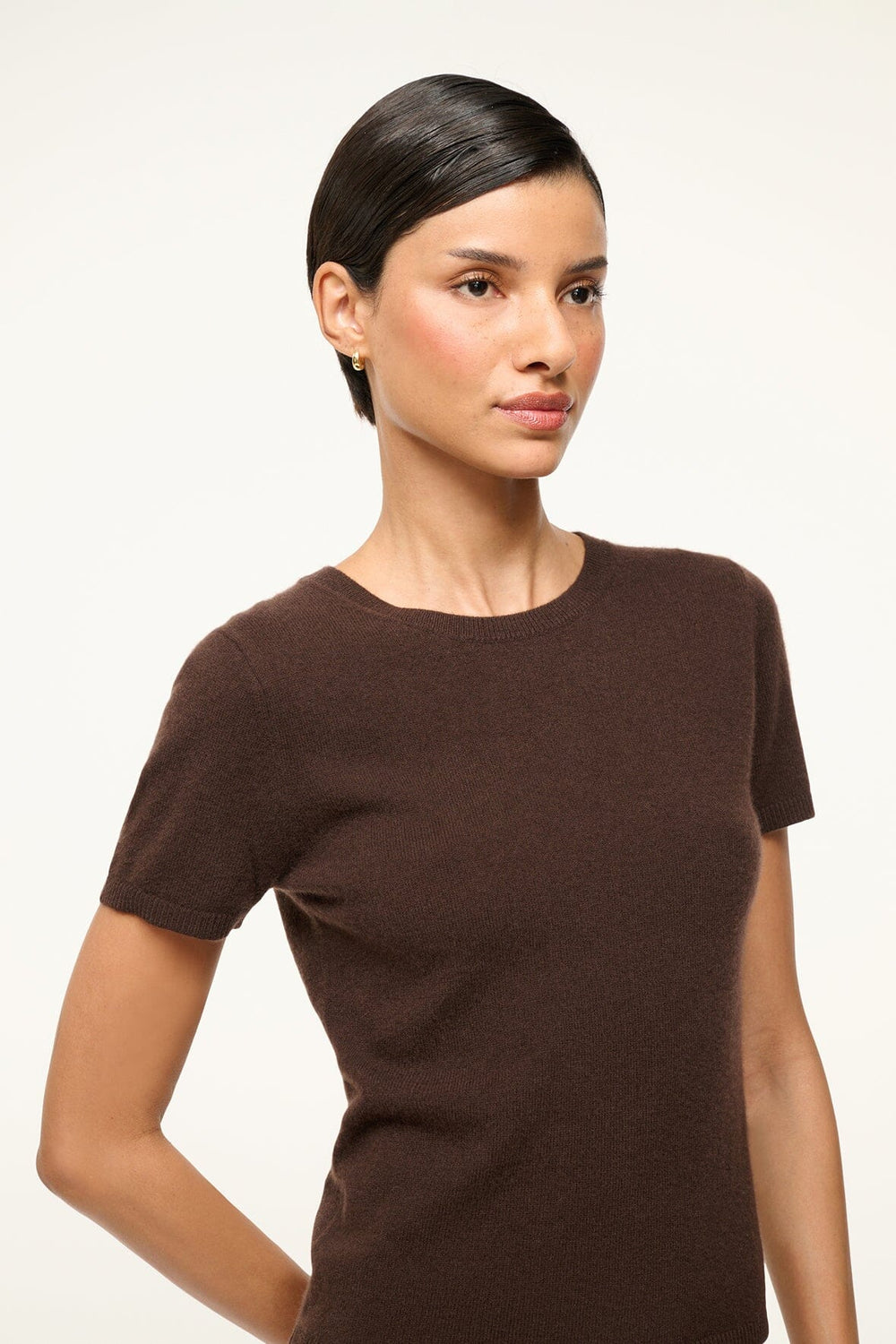 EASY CASHMERE TEE DARK CHOCOLATE - STAUD US