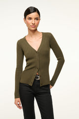CARGO CASHMERE SWEATER DARK OLIVE - STAUD outlet