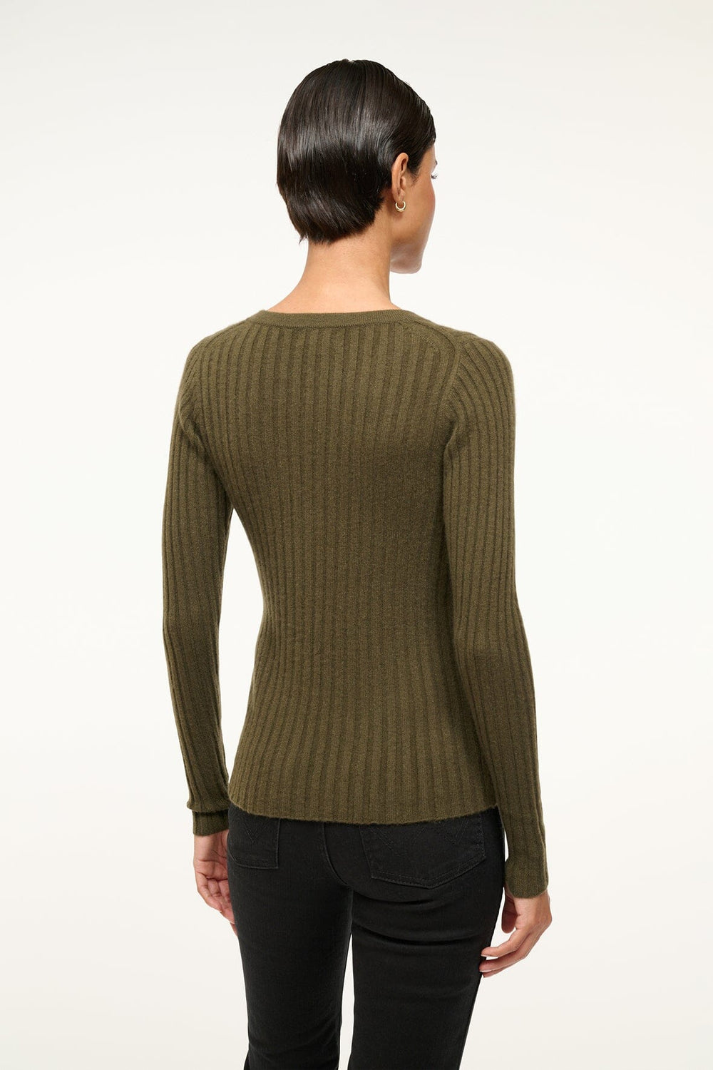 CARGO CASHMERE SWEATER DARK OLIVE - STAUD outlet