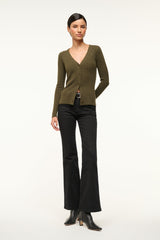 CARGO CASHMERE SWEATER DARK OLIVE - STAUD outlet