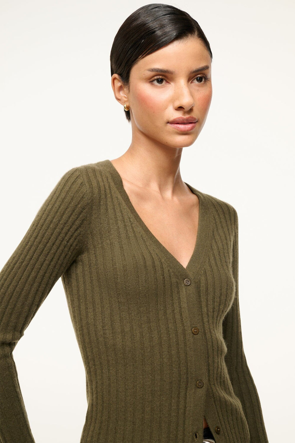 CARGO CASHMERE SWEATER DARK OLIVE - STAUD outlet