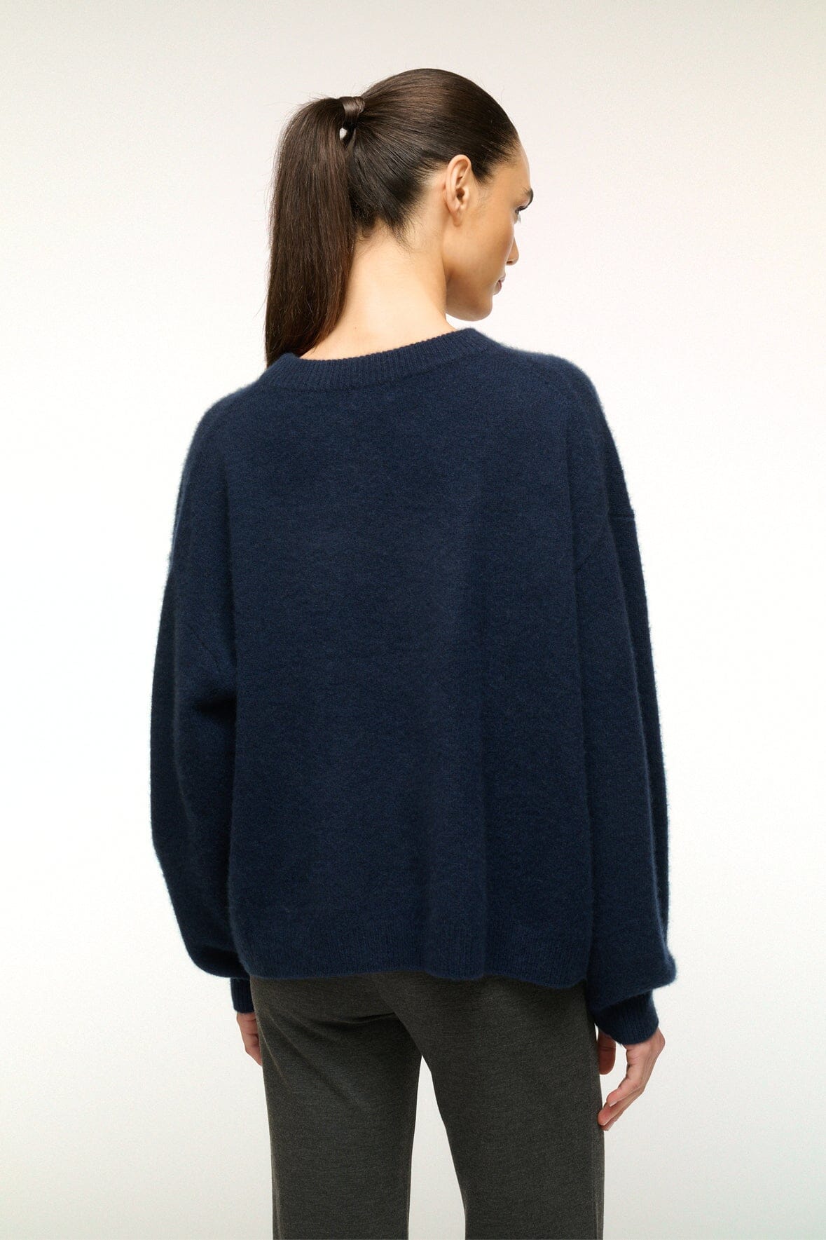 SERRANO CASHMERE RELAXED CREW NAVY - STAUD for sale