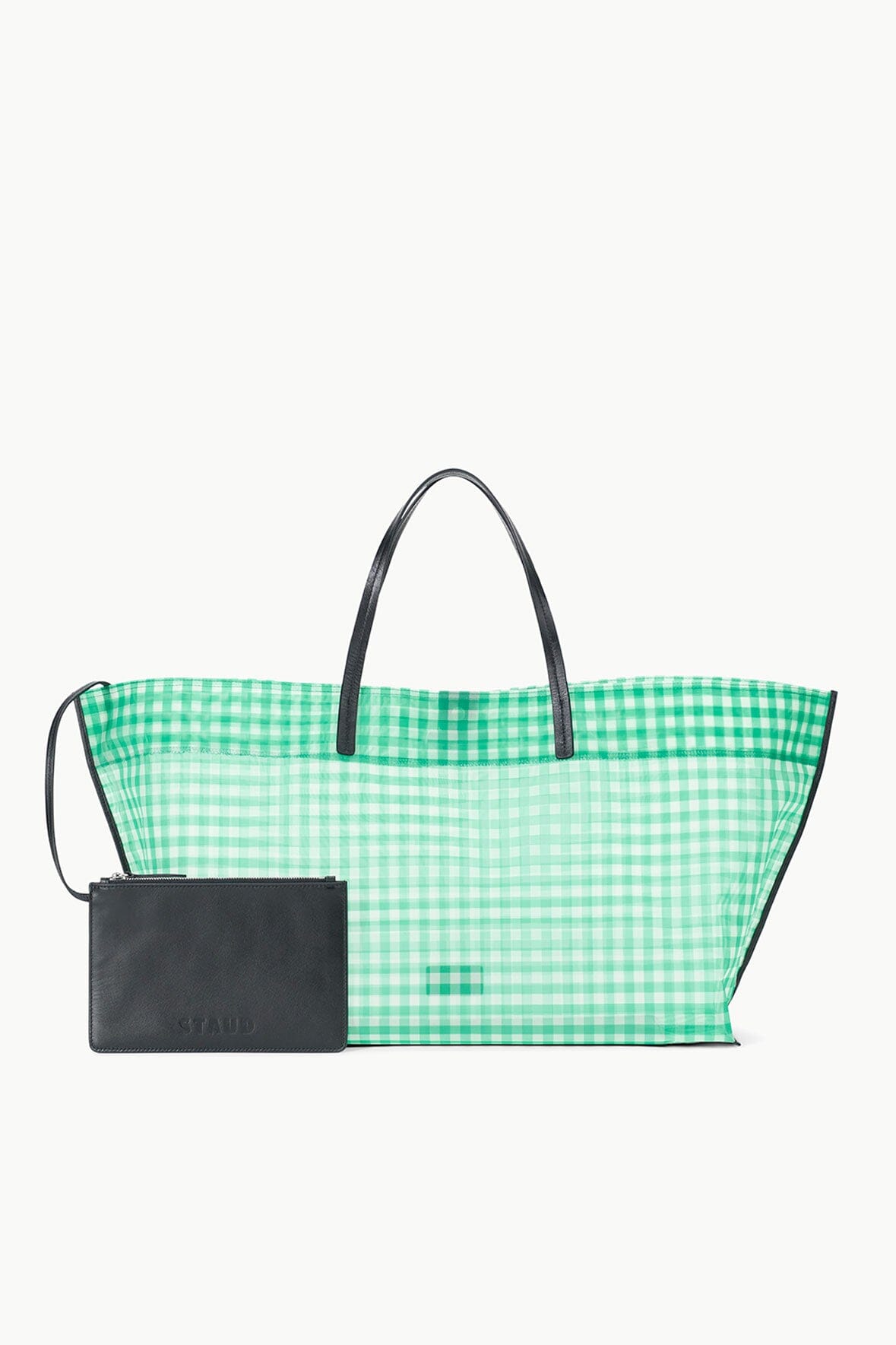 CHRISTOS LARGE MESH TOTE JADE GINGHAM - STAUD US