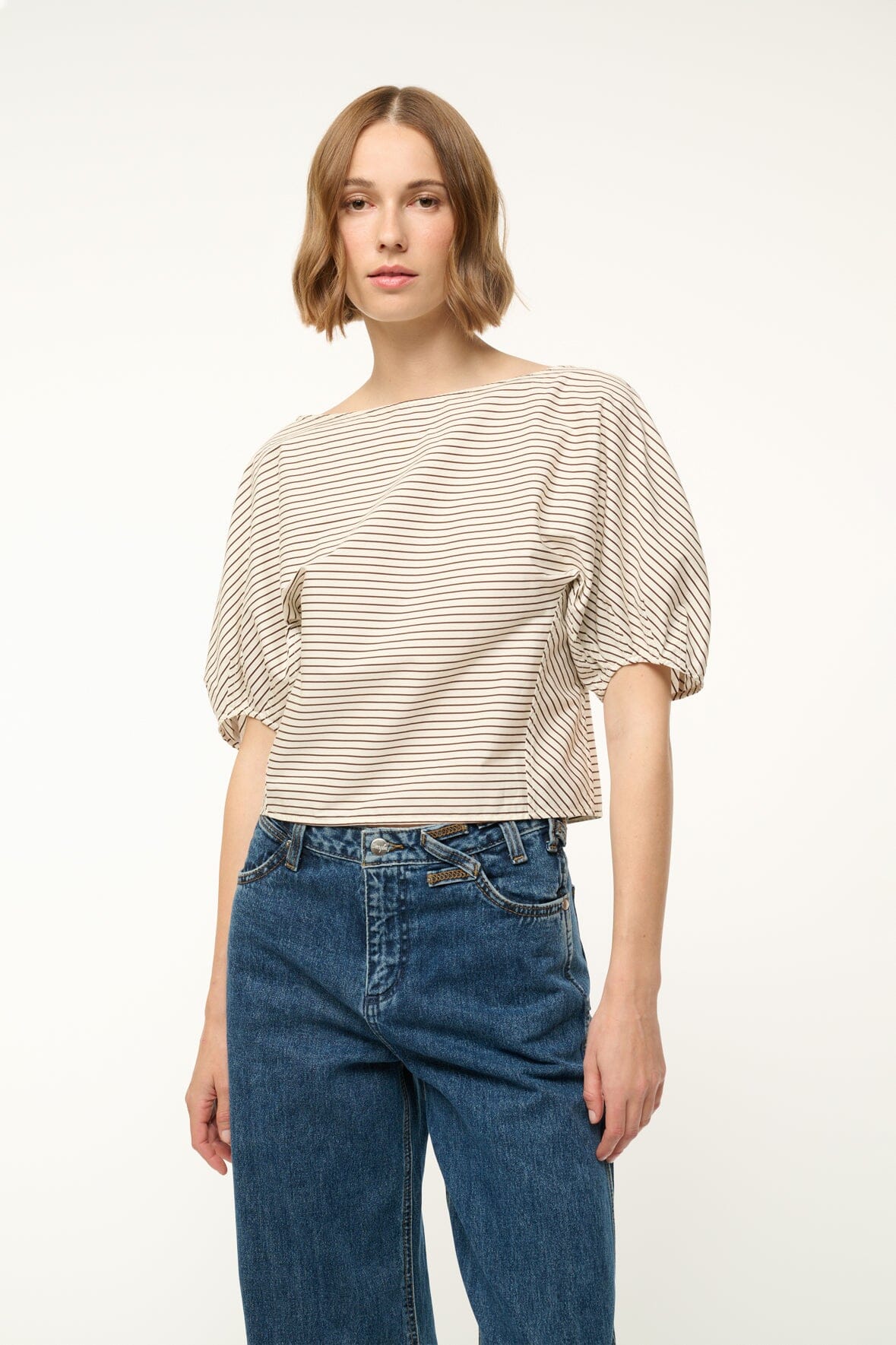DIDI TOP IVORY DARK OAK MICRO STRIPE - STAUD online