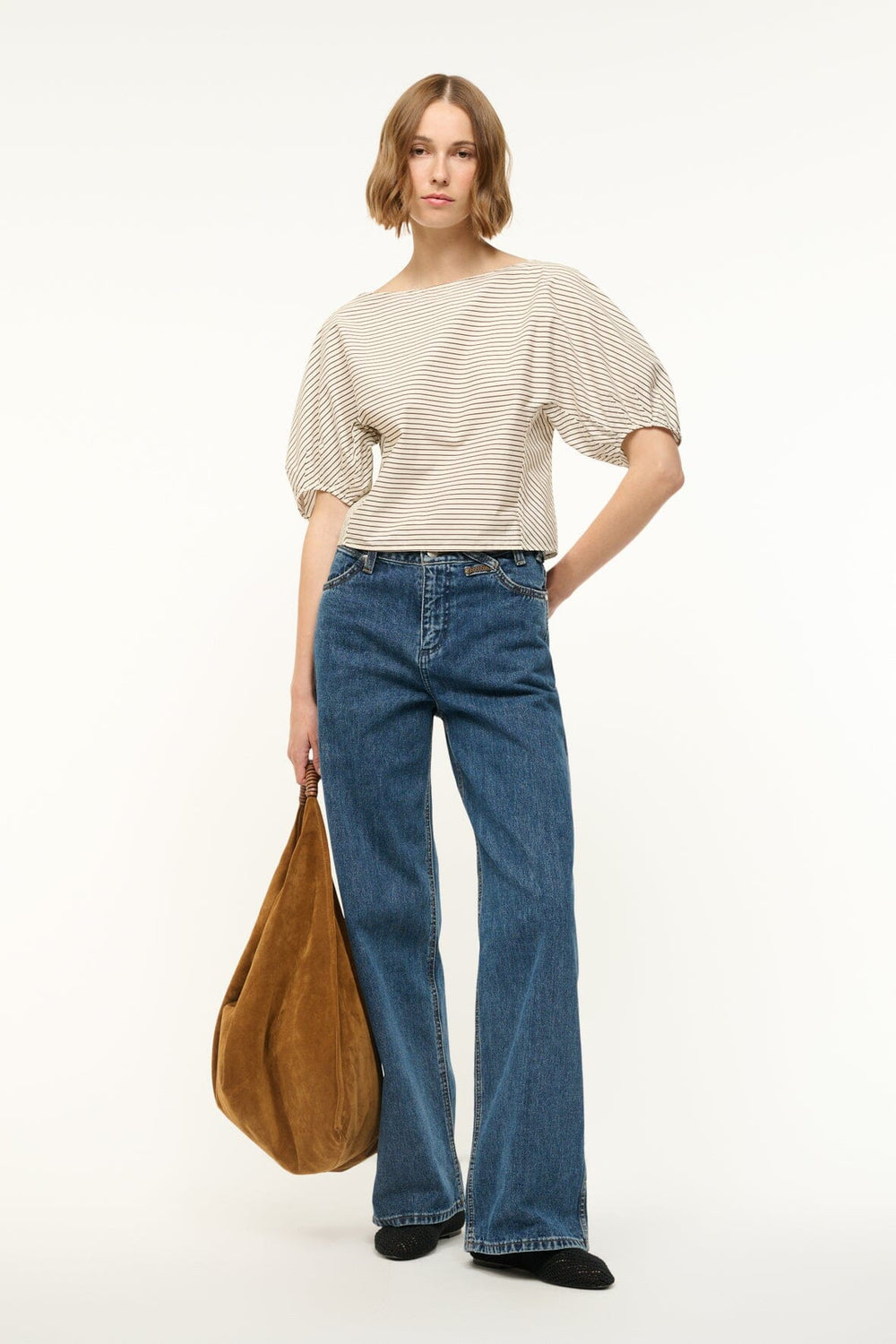 DIDI TOP IVORY DARK OAK MICRO STRIPE - STAUD online
