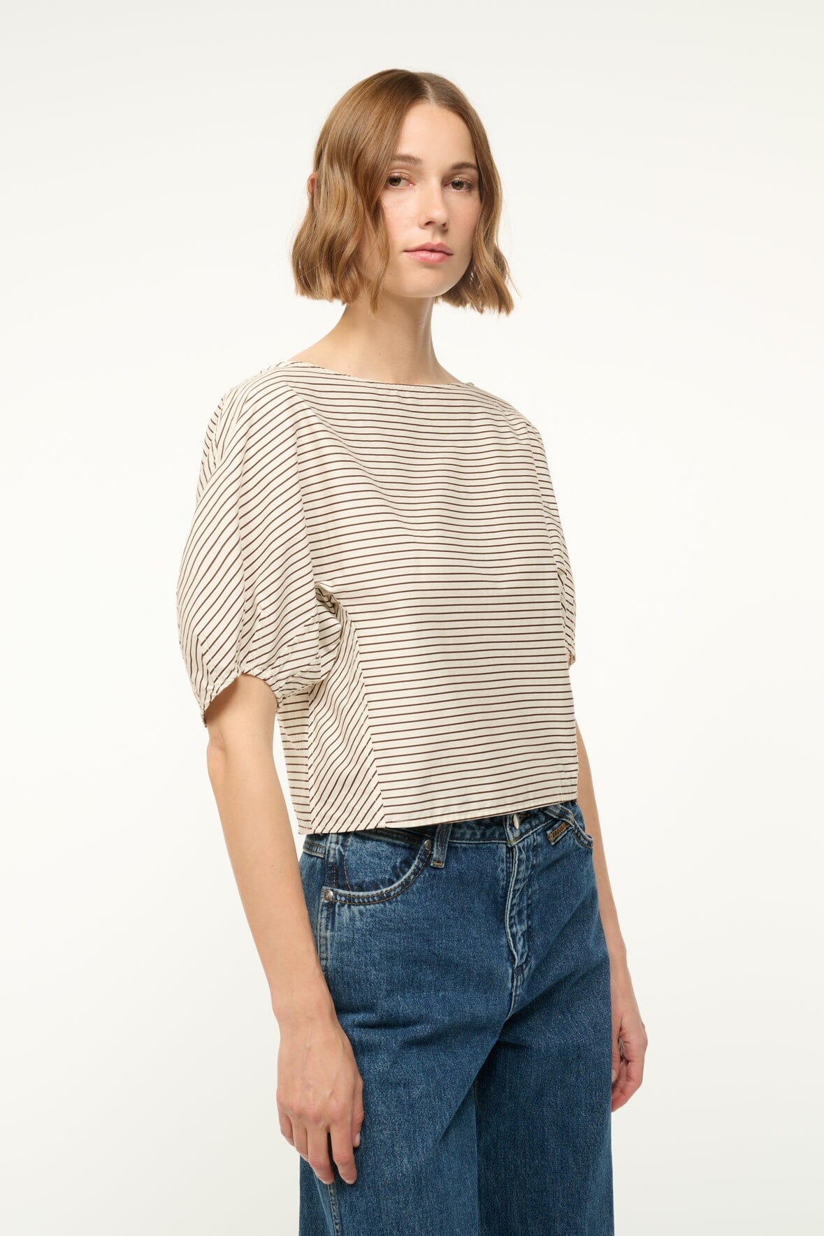 DIDI TOP IVORY DARK OAK MICRO STRIPE - STAUD online