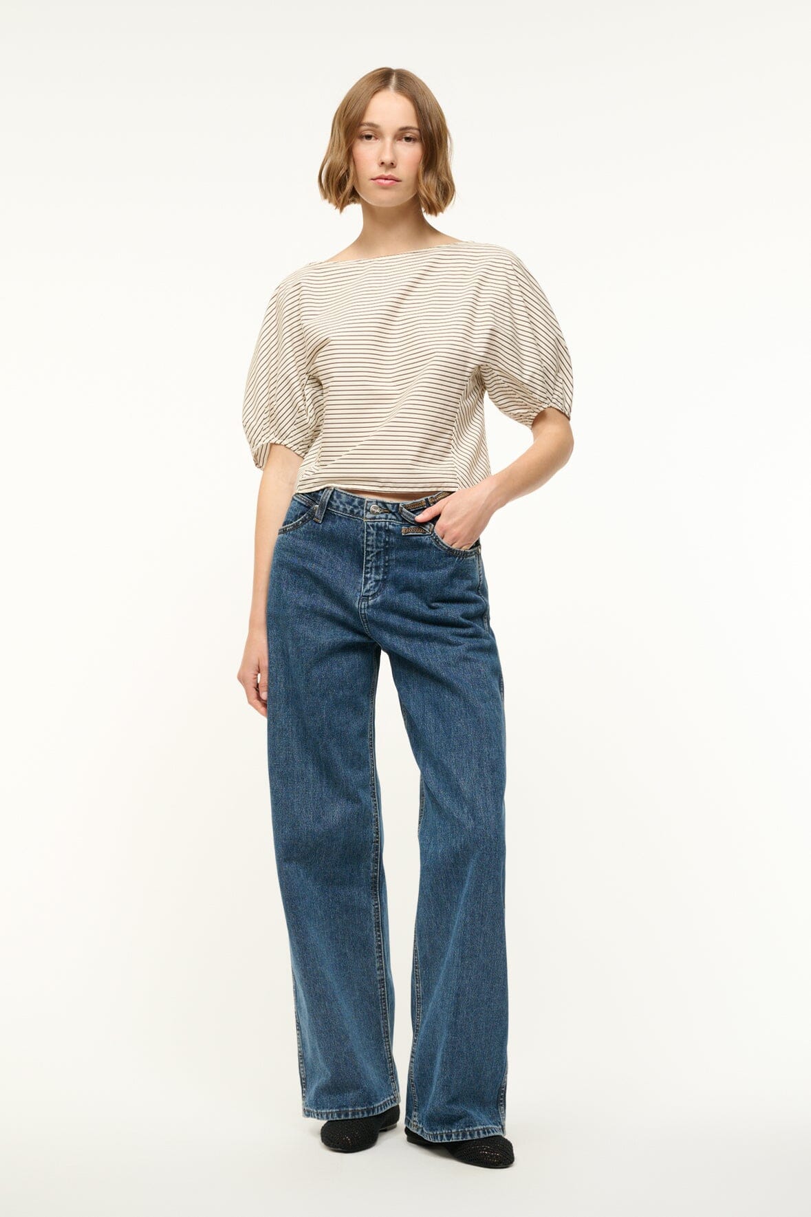 DIDI TOP IVORY DARK OAK MICRO STRIPE - STAUD online