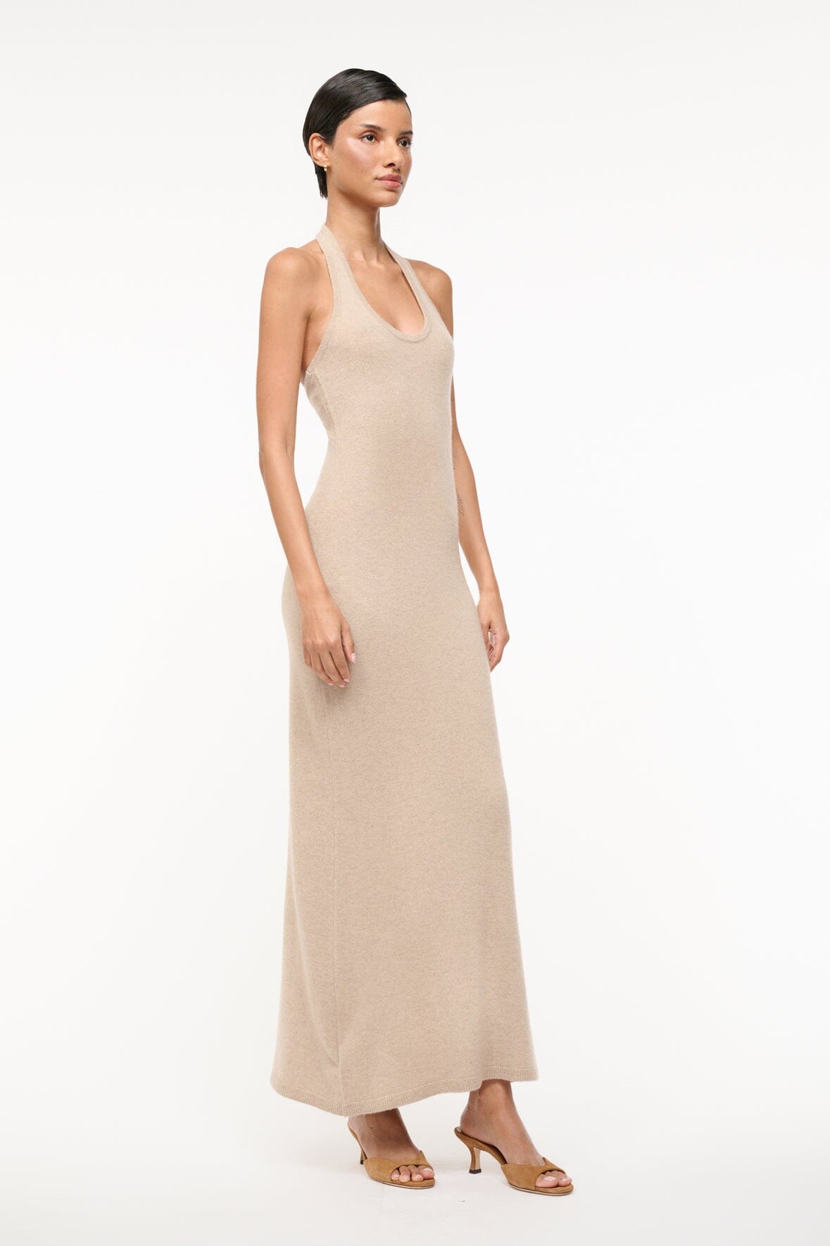CANELA CASHMERE DRESS STONE - STAUD US