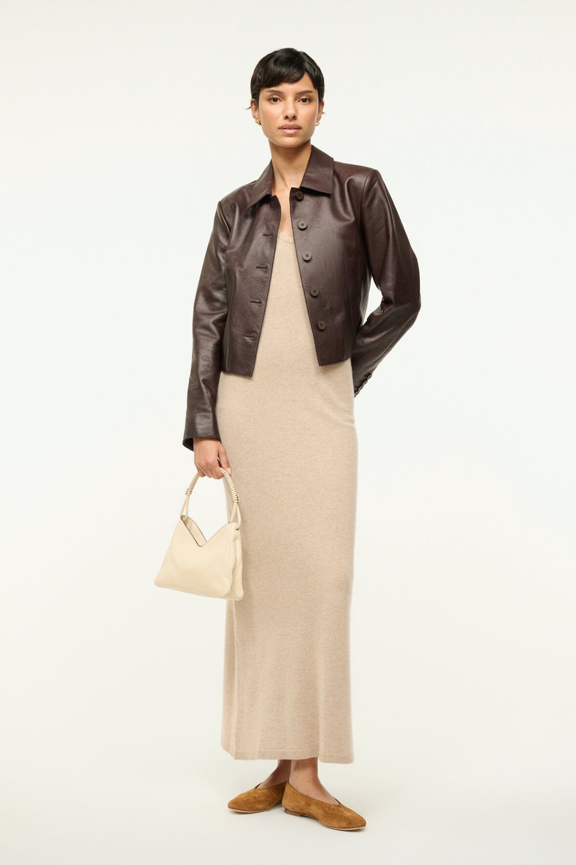CANELA CASHMERE DRESS STONE - STAUD US