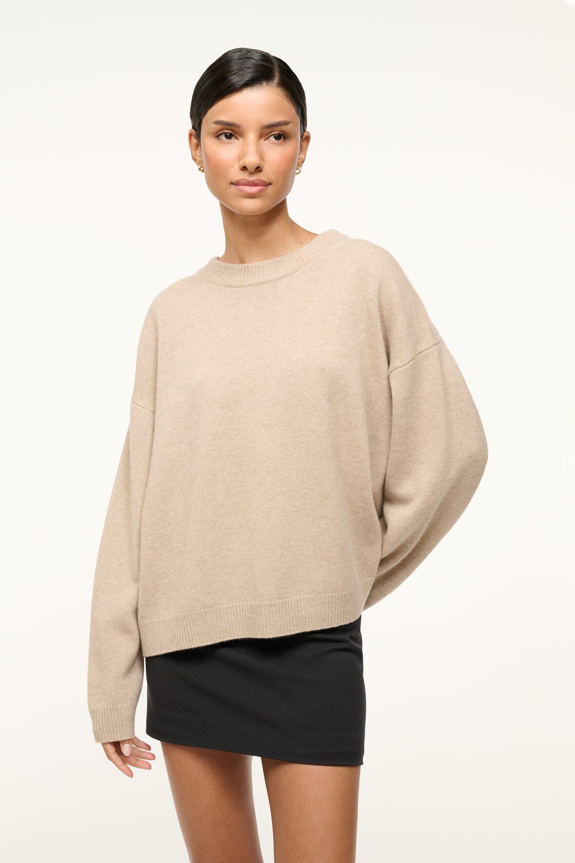 SERRANO CASHMERE RELAXED CREW STONE - STAUD online